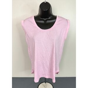 Lou & Grey Women's Basic Supima Cotton Cuff Sleeve Tank Top Pink Size Small